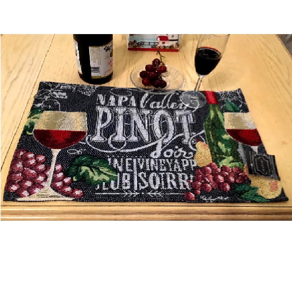 * 4 Cloth-Fabric Tapestry-Placemats Nappa Pinot
